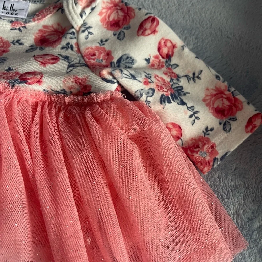 Nicole Miller Pink and Cream Floral Baby Dress